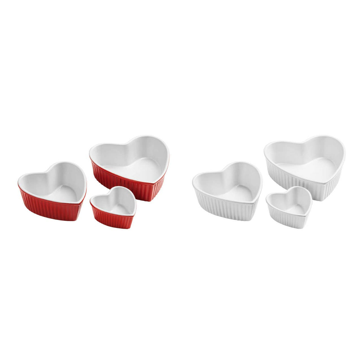 Amour Set of 3 Heart Shape Oven Dishes - White