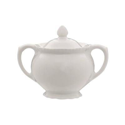 Quinn Embossed White Sugar Bowl