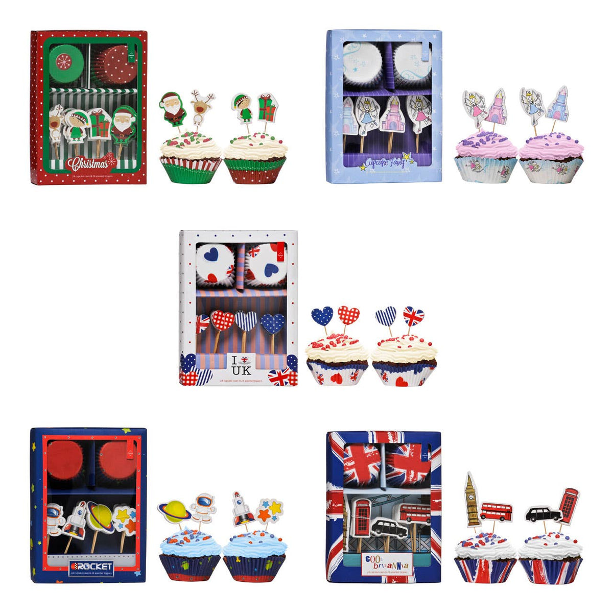 Diva Christmas Cupcake Cases and Toppers Set