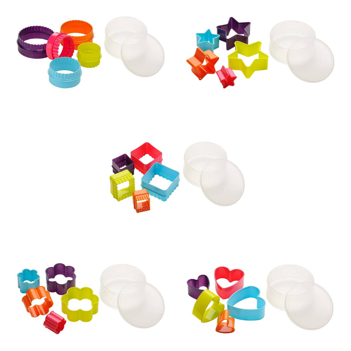 Sucre Set of 5 Fluted Round Plastic Cookie Cutters
