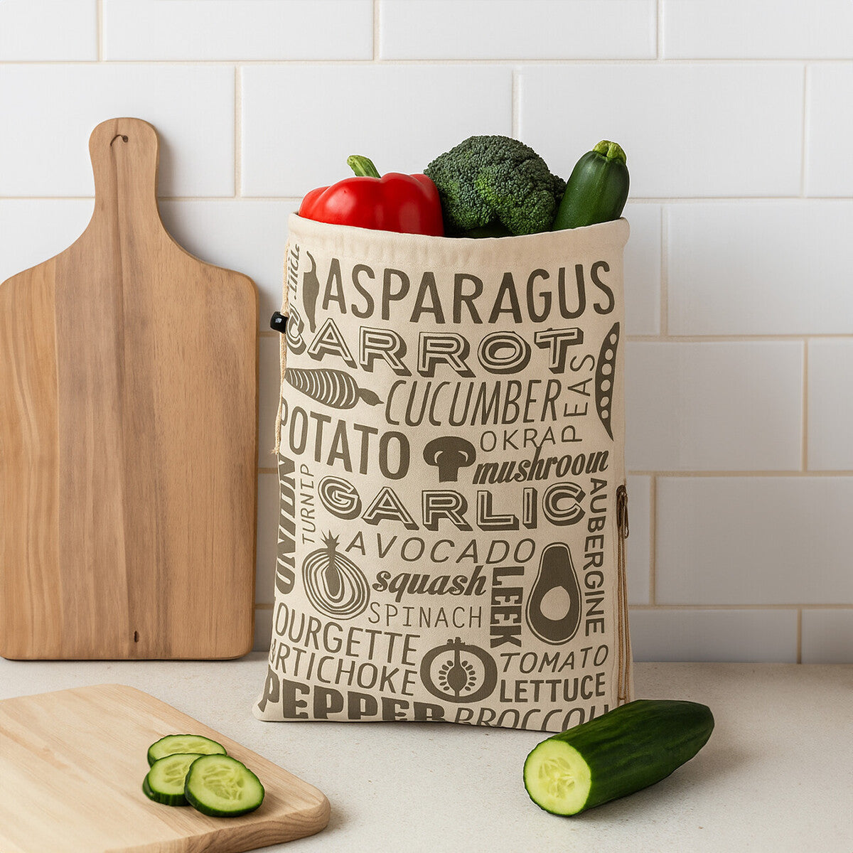 Porter Grey and Natural Vegetable Bag