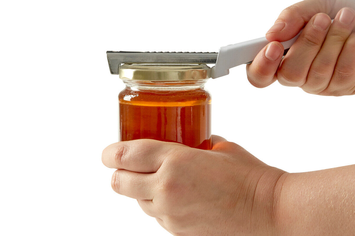Bygone Chrome Jar Opener with White Handle