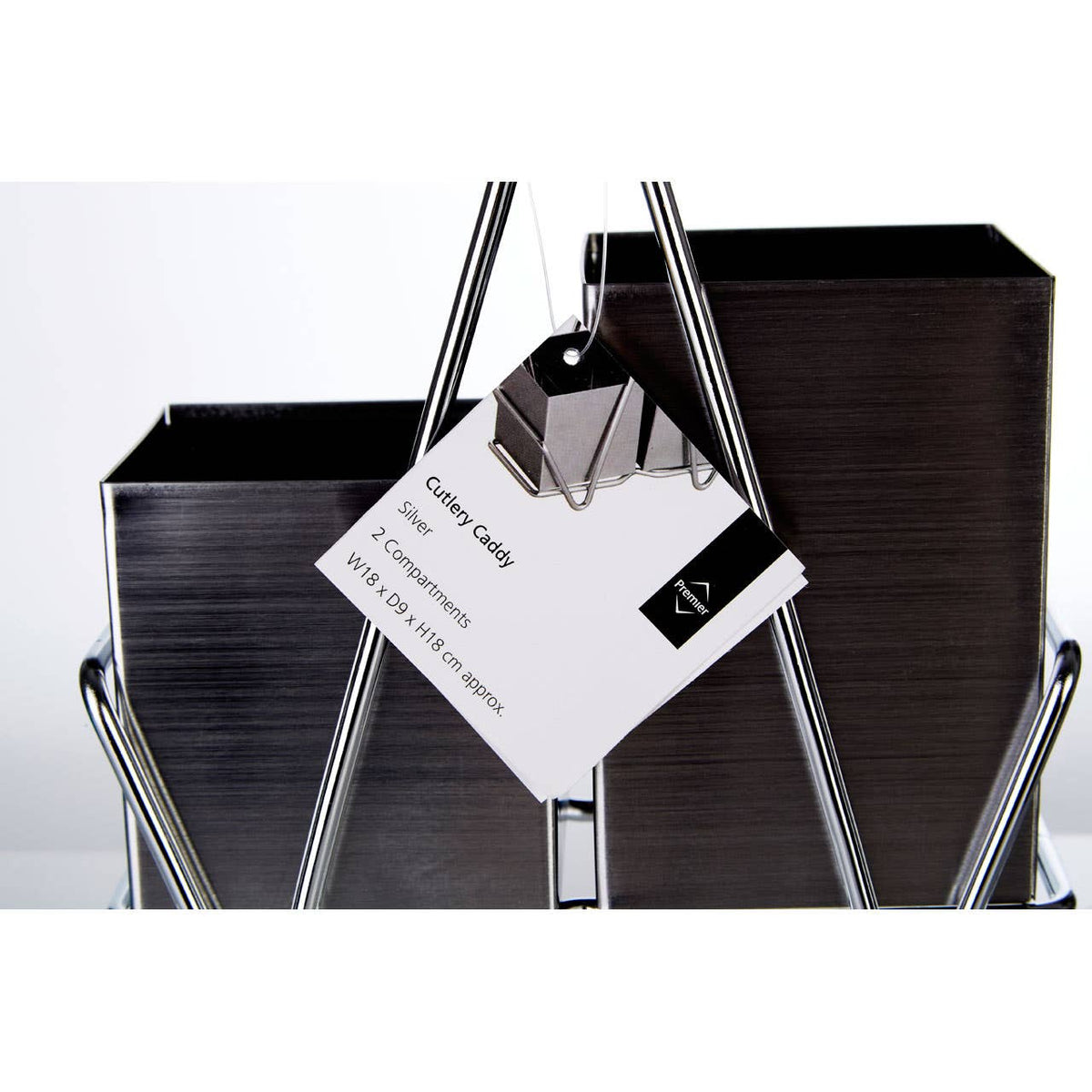 Stainless Steel 2 Compartment Silver Cutlery Caddy