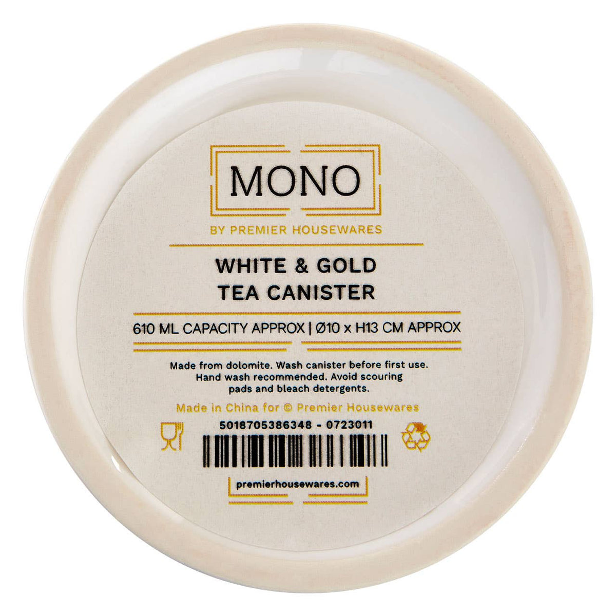 Mono White and Gold Tea Canister