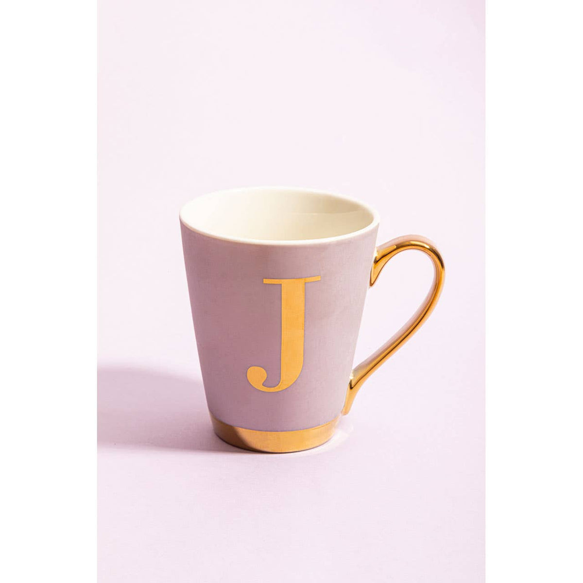Frosted Deco Lilac Monogram Mug, J