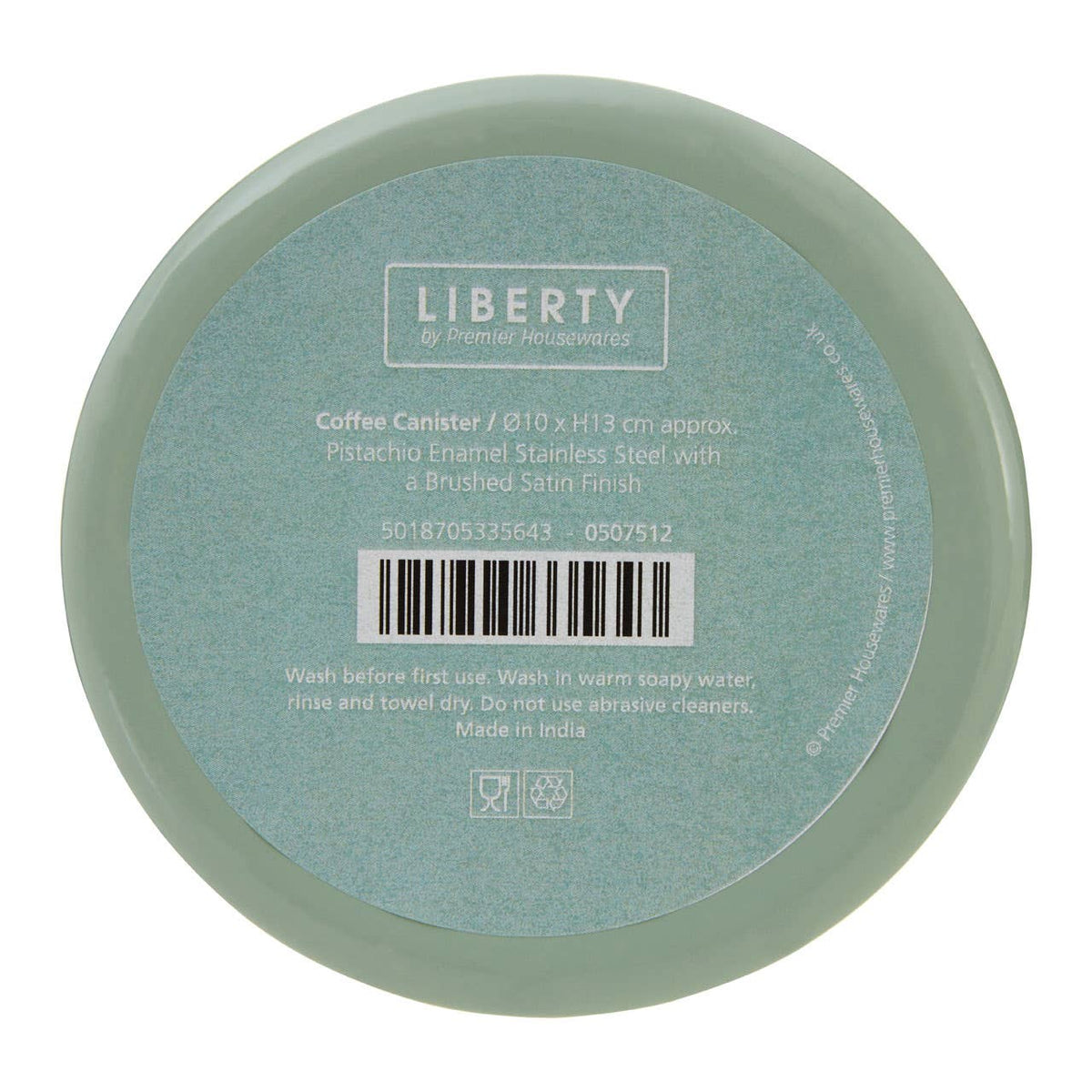 Liberty Sage Green Enamel Coffee Canister
