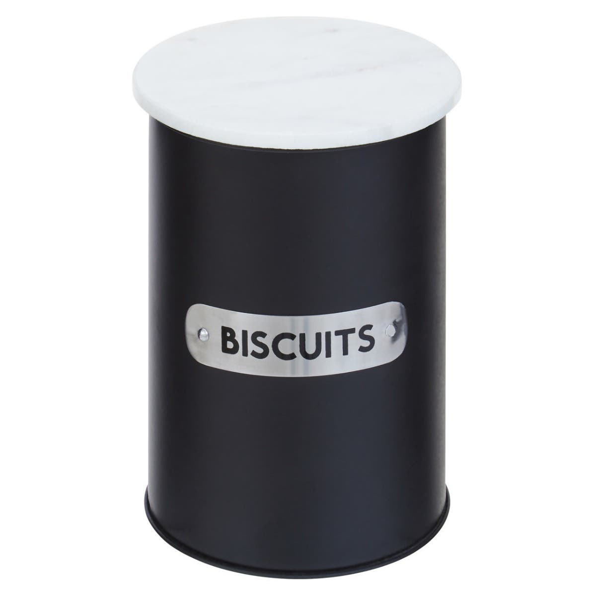 Liberty Black Enamel and White Marble Biscuit Canister