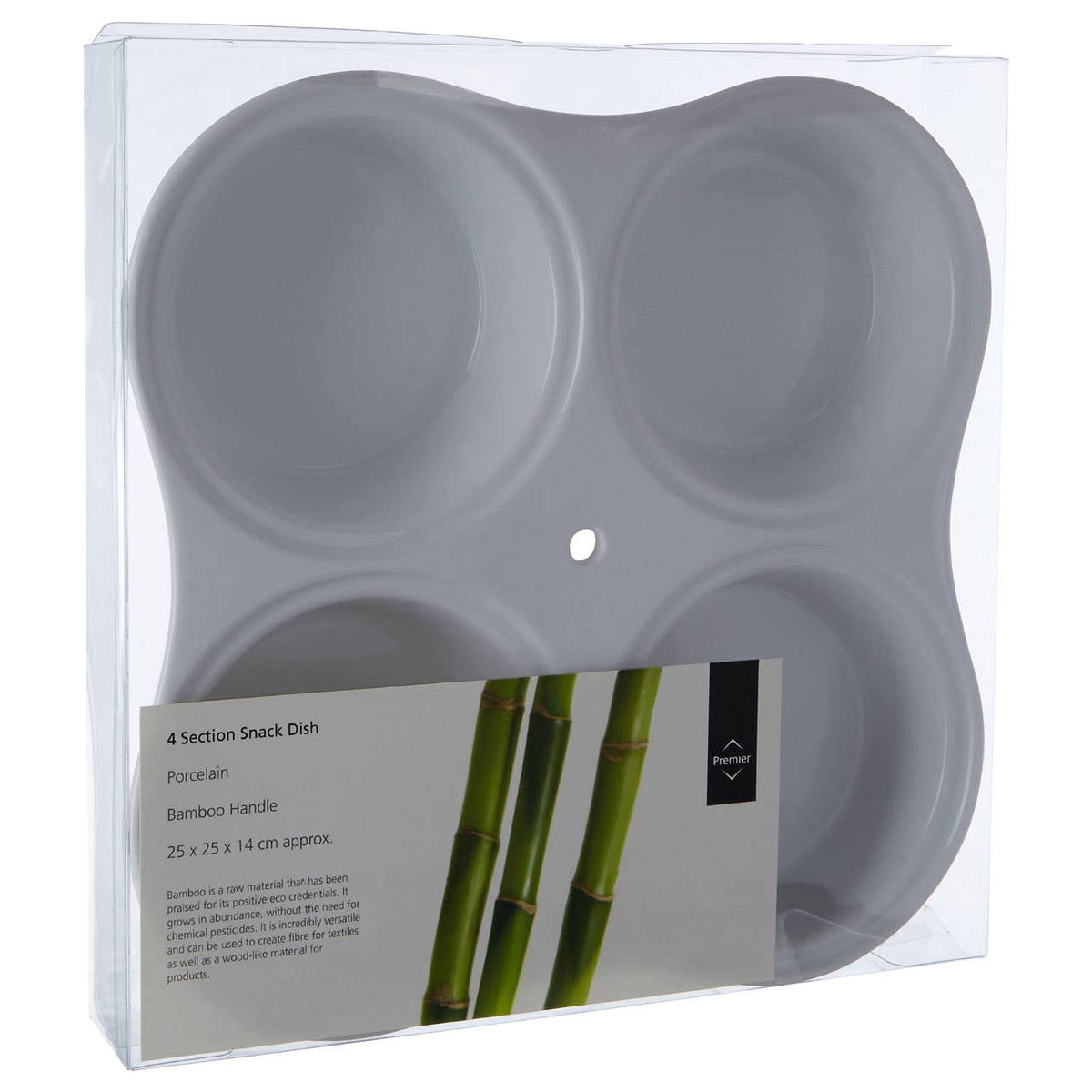Dela 4 Section White Ceramic Snack Dish