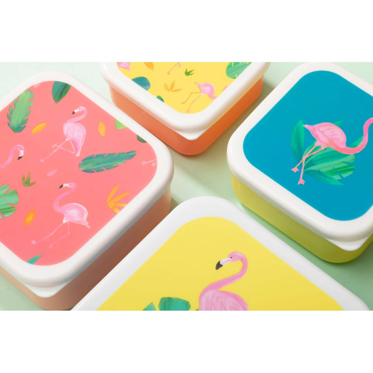 Mimo Set Of 4 Flamingo Lunch Boxes