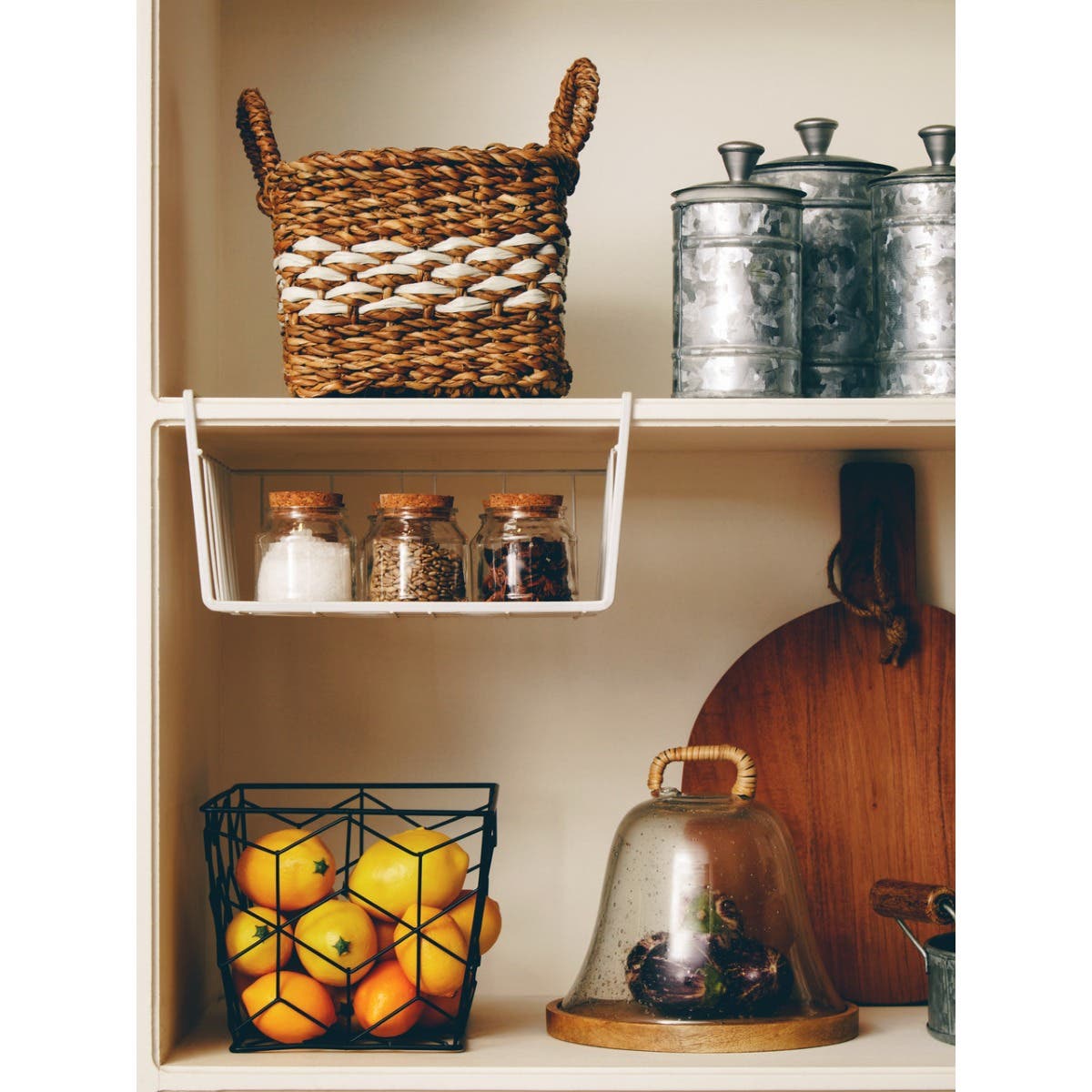 White Under Shelf Small Storage Basket