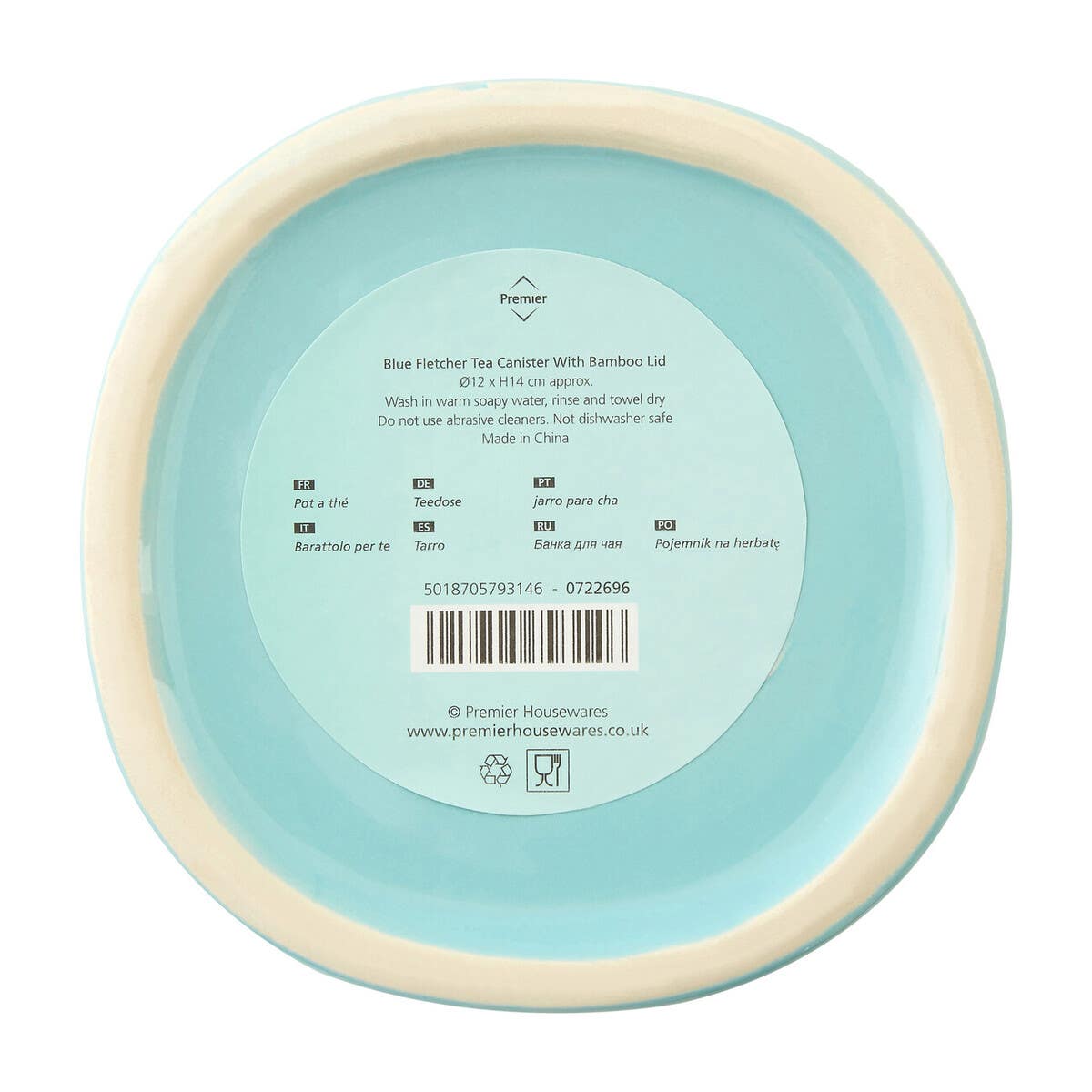Fletcher Blue Ceramic Tea Canister