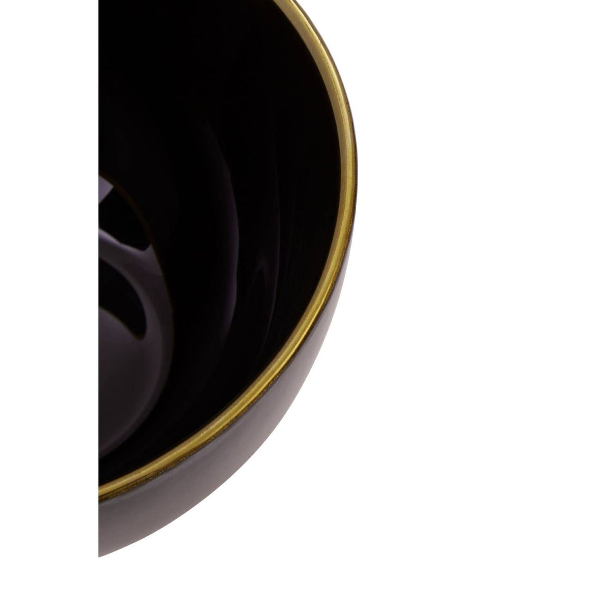 Ida Black Glass Bowl with Gold Rim