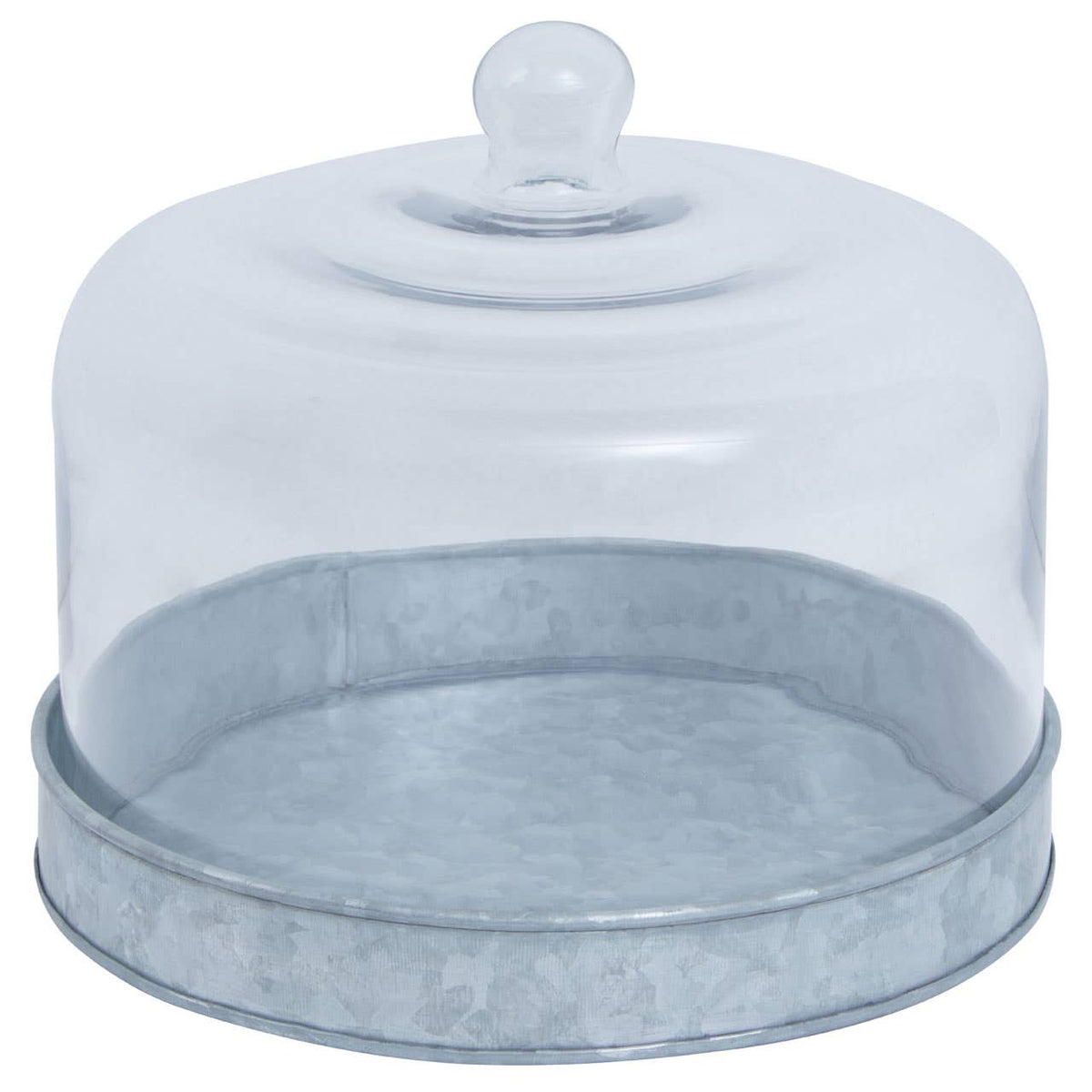 Drummond Galvanised Steel Cake Plate With Glass Dome
