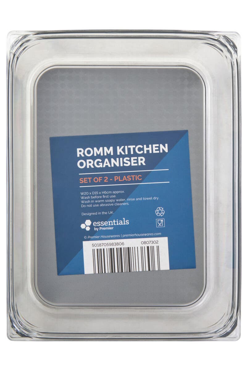 Romm Medium Set Of Two Kitchen Organisers With Rubber Insert