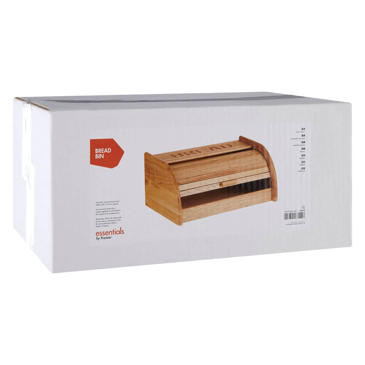 Soka Rubberwood Bread Bin with White Base