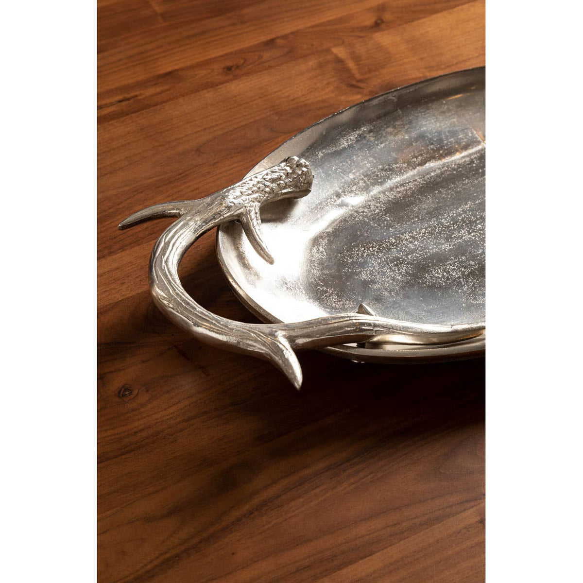 Antler Nickel Finish Serving Tray