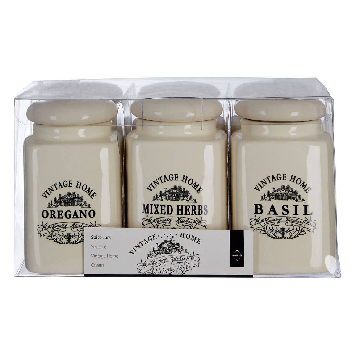 Vintage Home Set of Six Cream Spice Jars