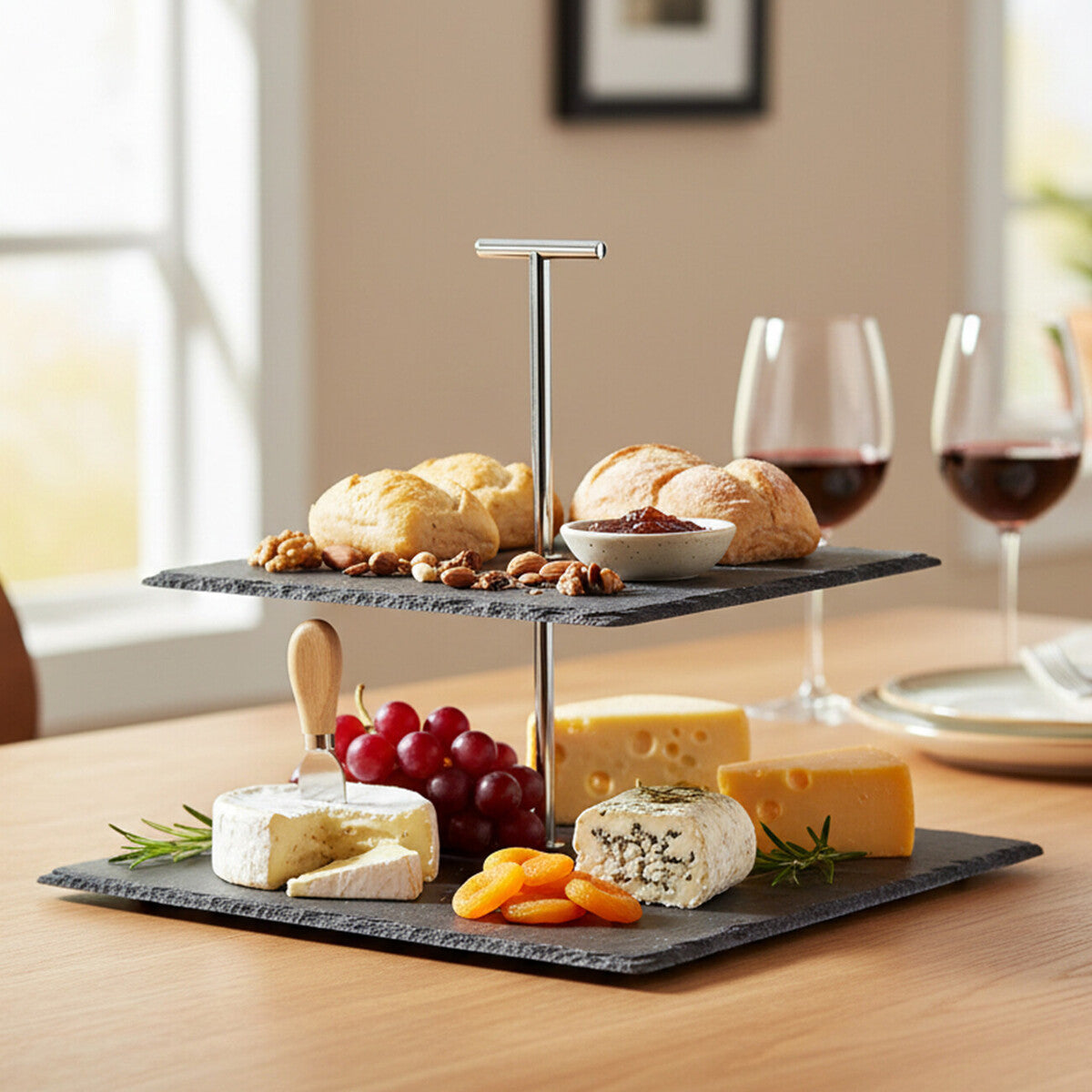 Preto Slate 2 Tier Square Cake Stand