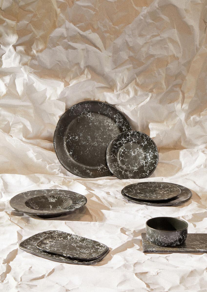 Hygge Black Marble Effect Dinner Plate