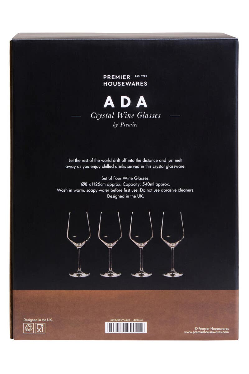 Ada Set of 4 Crystal Wine Glasses