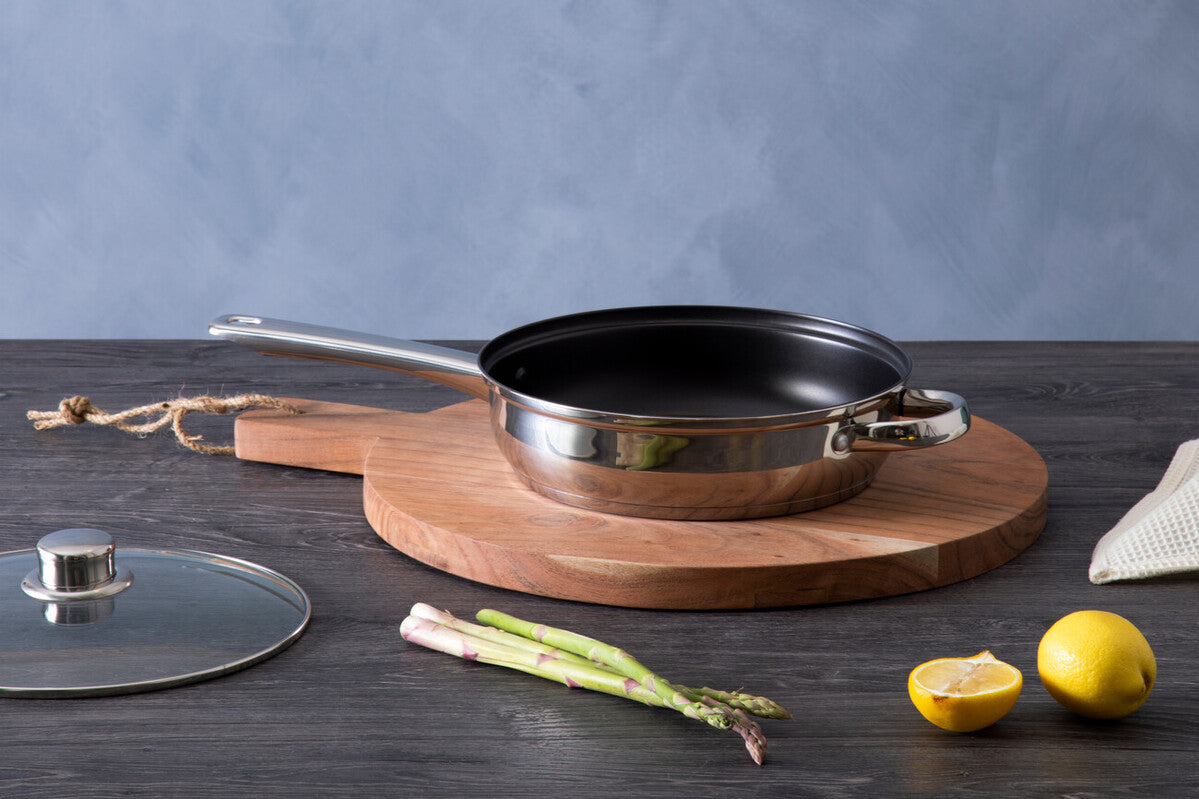 Crosse 24cm Stainless Steel Non Stick Frypan With Glass Lid