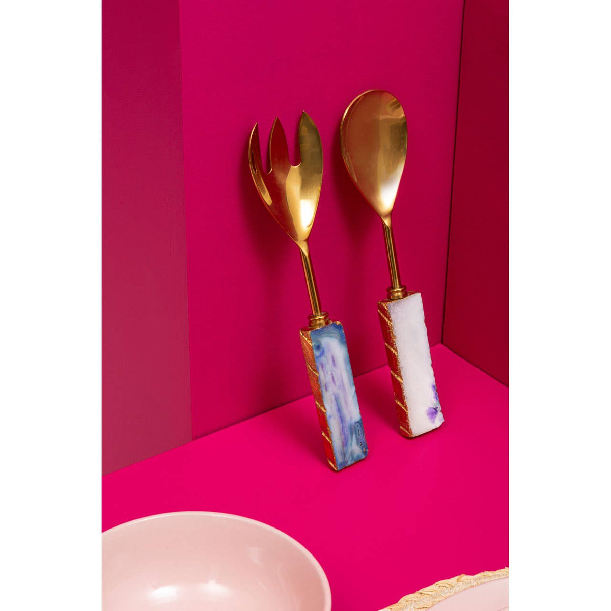 Bowerbird Agata Blue Warm Metallic Serving Set