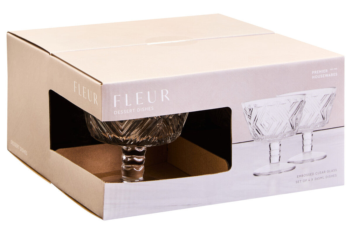 Fleur Set of 4 Glass Dessert Bowls