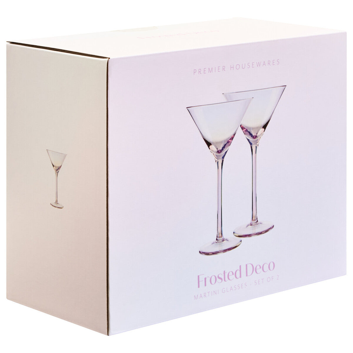 Frosted Deco Set of 2 Martini Glasses