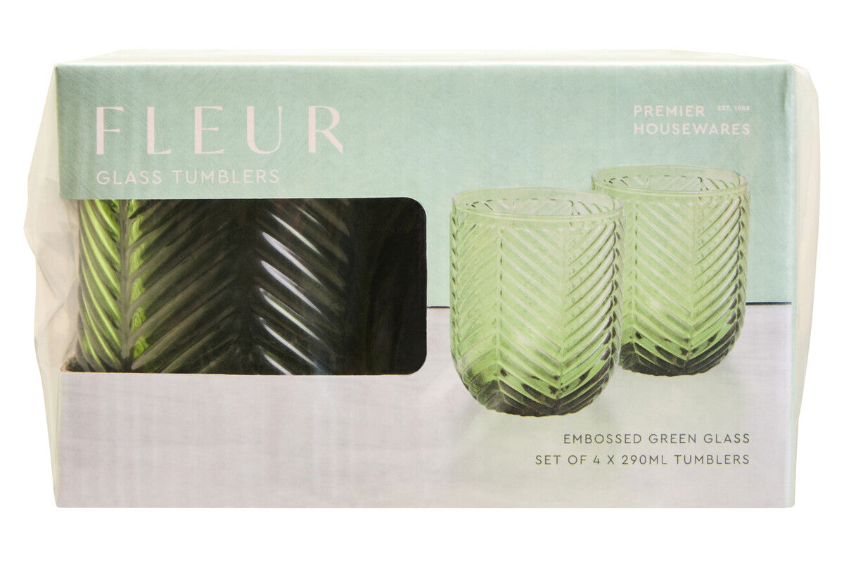 Fleur Set Of Four Green Tumblers