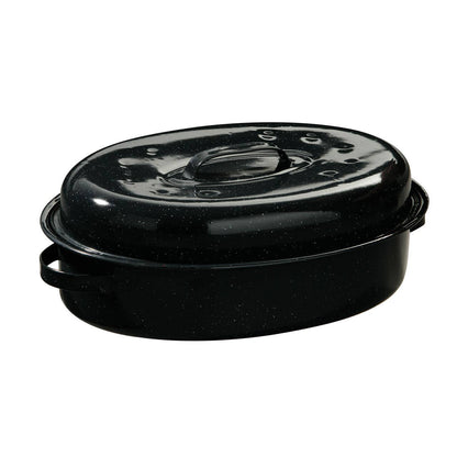 Carvara 42cm Black Enamel Self Basting Roaster with Rack