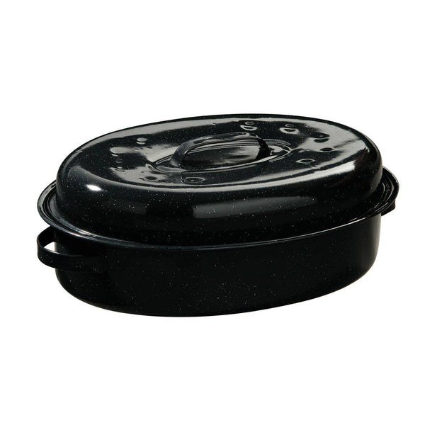 Carvara 42cm Black Enamel Self Basting Roaster with Rack