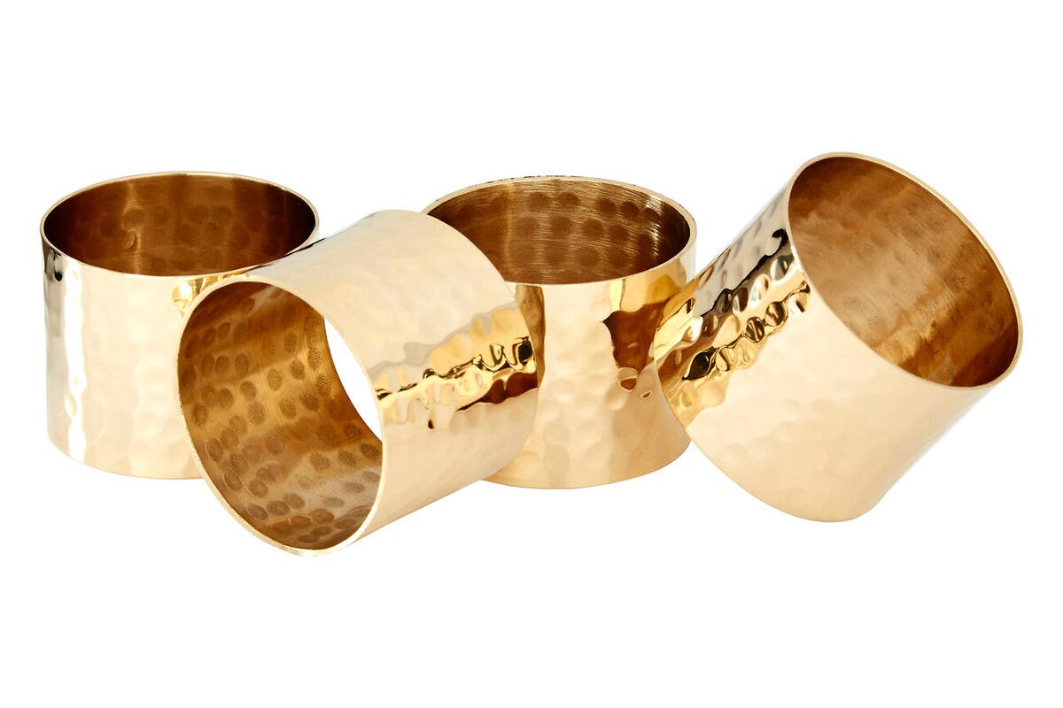 Set Of Four Brass Finish Napkin Rings