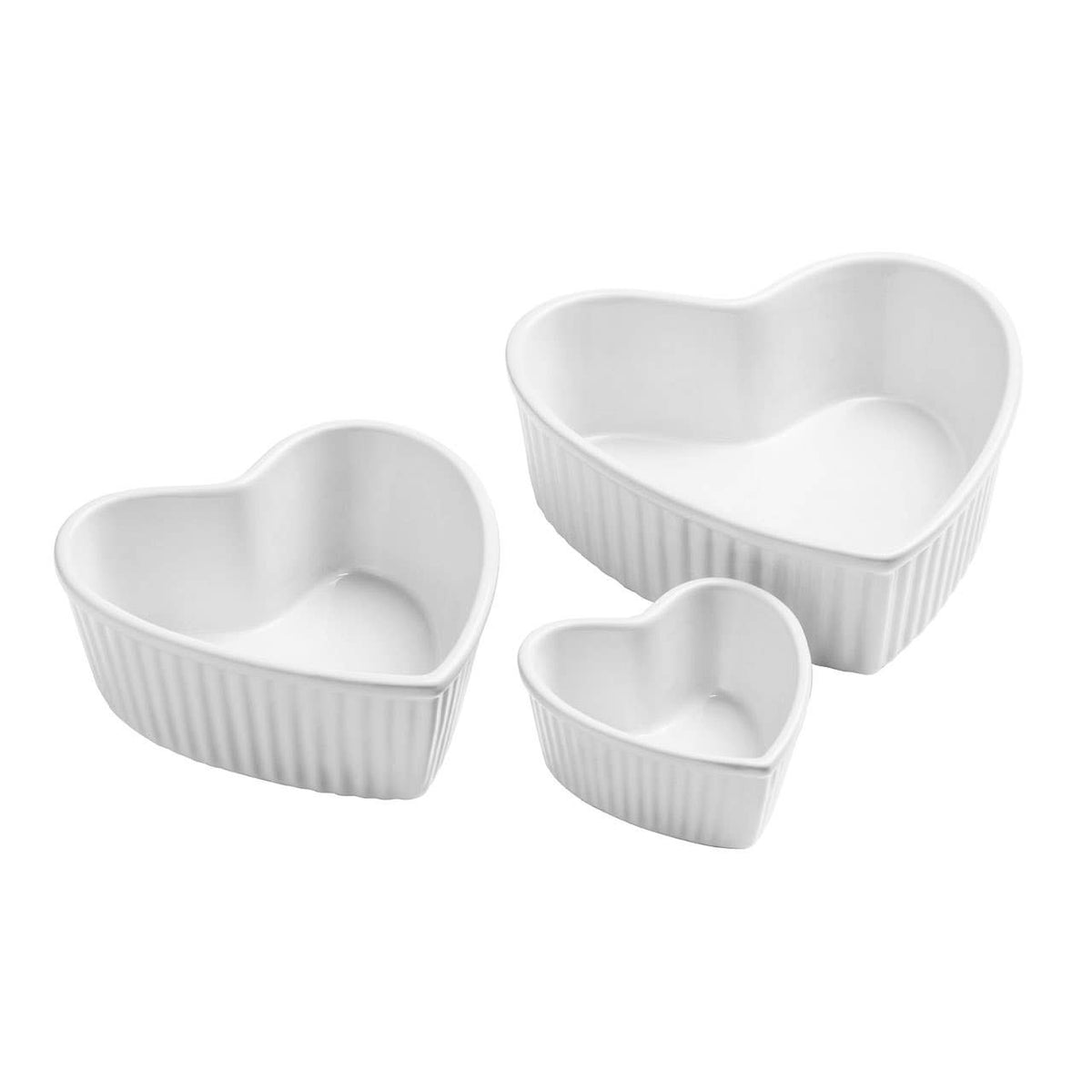 Amour Set of 3 Heart Shape Oven Dishes - White