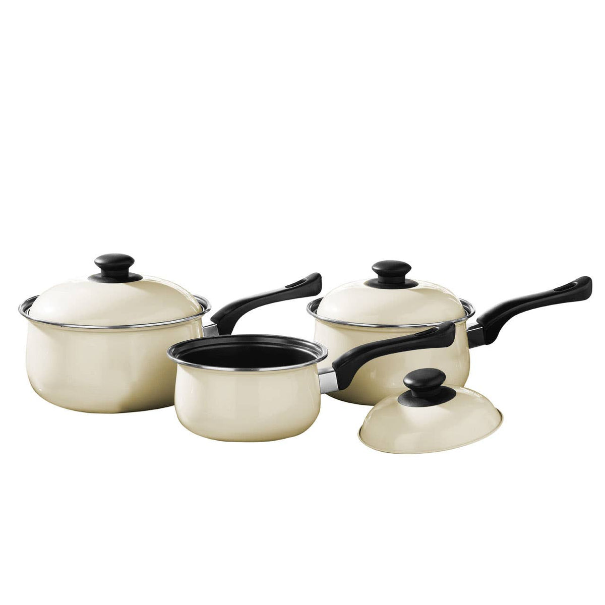 Viggo 3 Piece Cream Saucepan Set with Lids