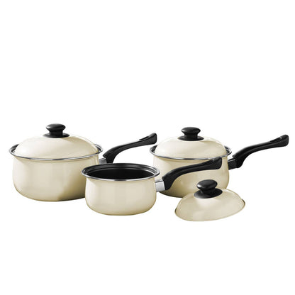 Viggo 3 Piece Cream Saucepan Set with Lids
