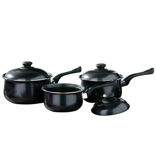 Viggo 3 Piece Black Saucepan Set with Lids
