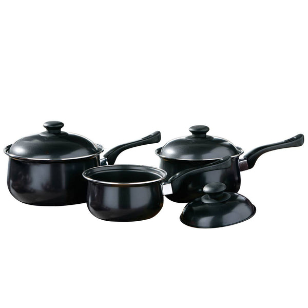 Viggo 3 Piece Black Saucepan Set with Lids