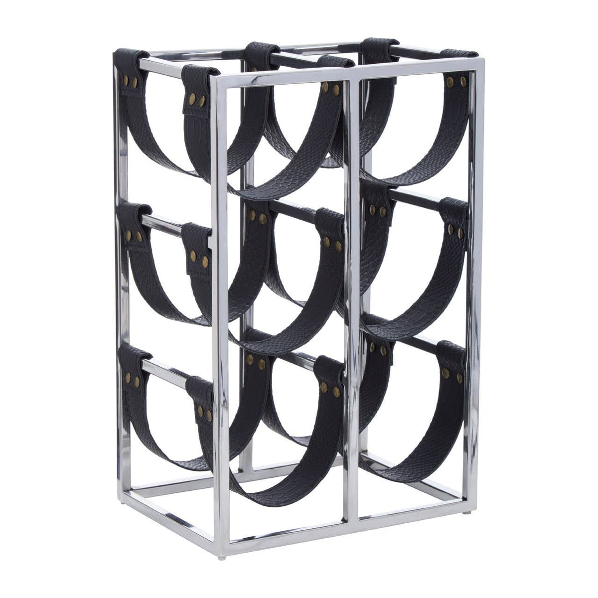 Mixology Six Bottle Sling Wine Rack in Silver Finish