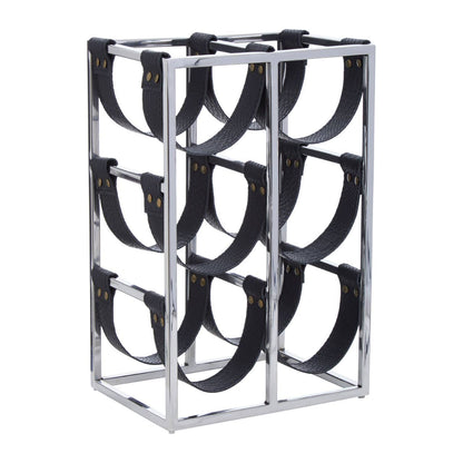 Mixology Six Bottle Sling Wine Rack in Silver Finish