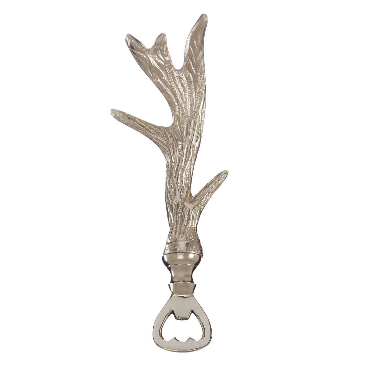 Antler Nickel Finish Bottle Opener