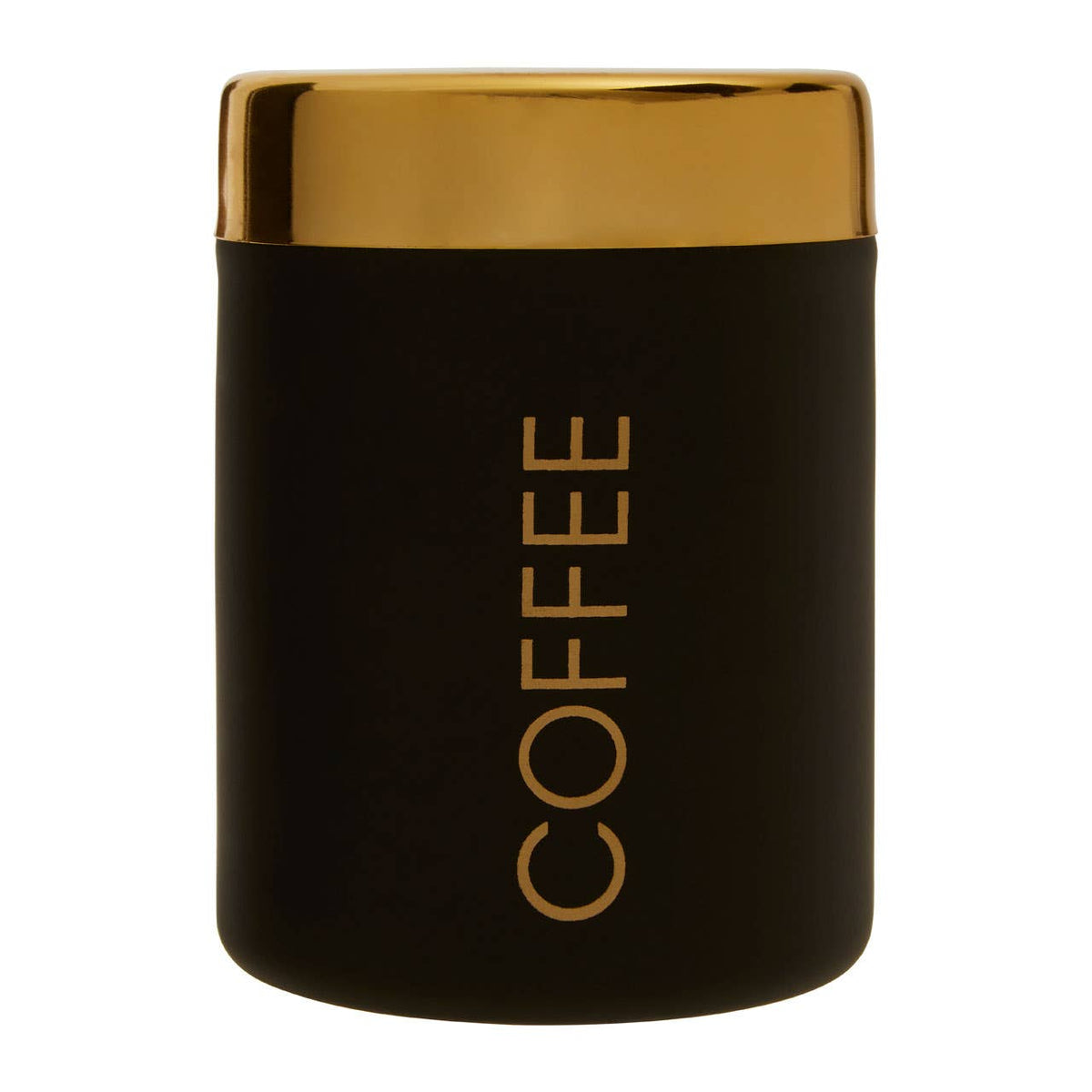 Liberty Black Enamel Coffee Canister With Gold Lid