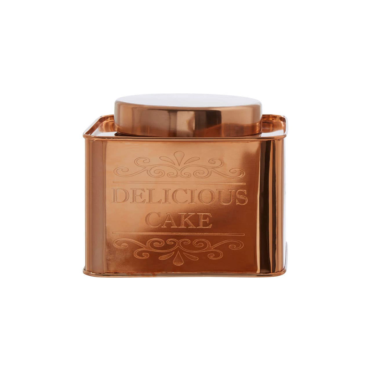 Chai Square Copper Finish Cake Canister