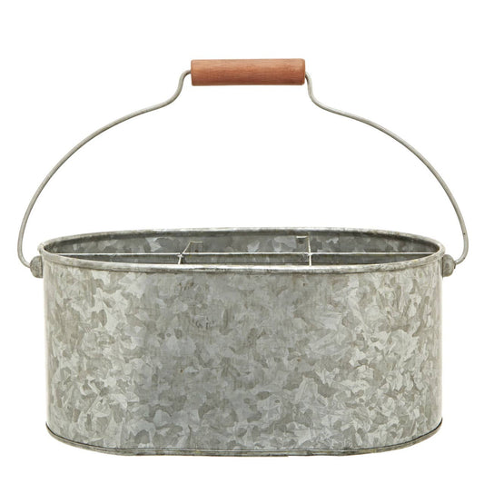 Drummond 6 Compartment Oval Galvanised Steel Caddy