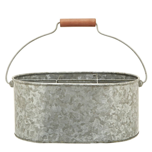 Drummond 6 Compartment Oval Galvanised Steel Caddy