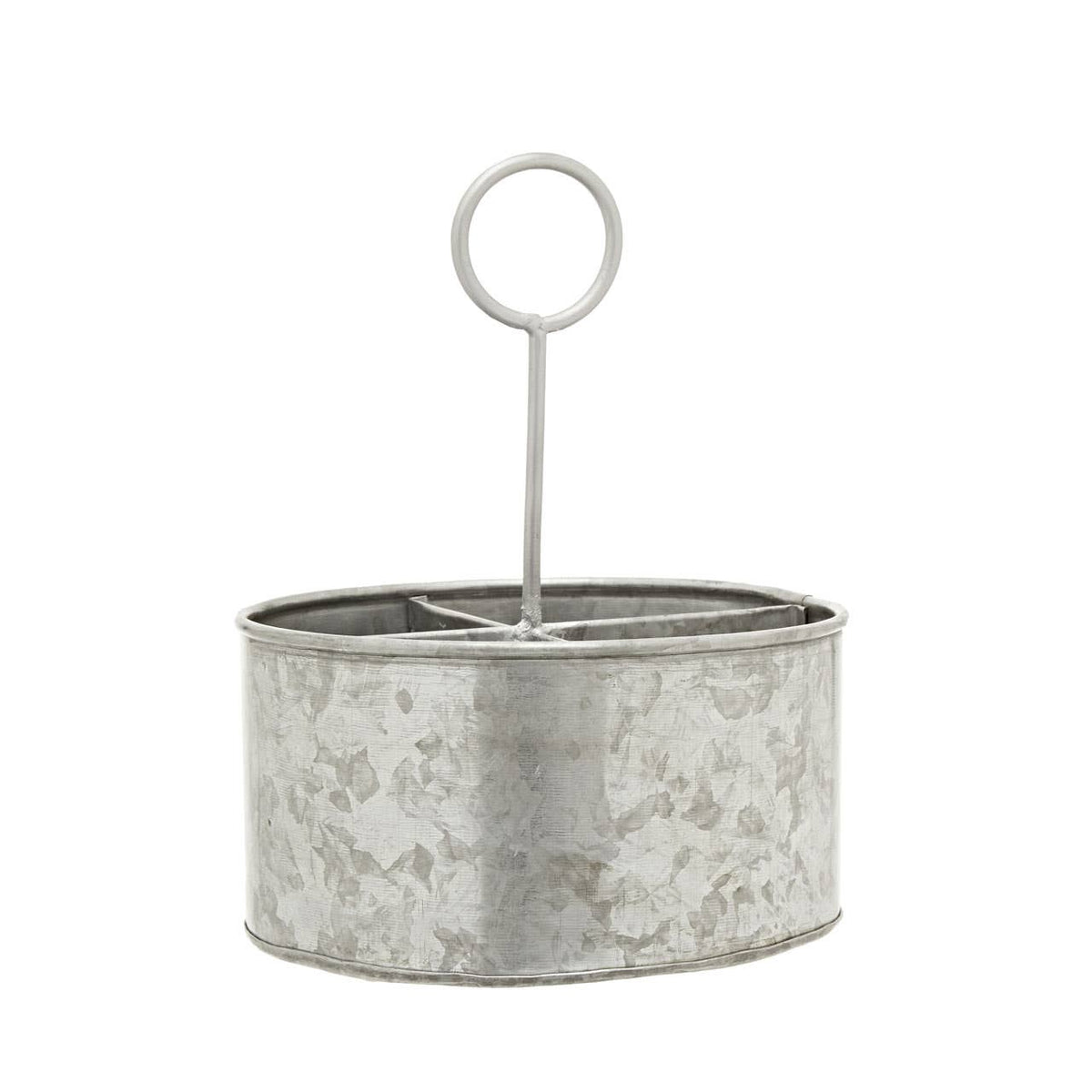 Drummond Galvanised Steel 4 Compartment Round Cutlery Caddy