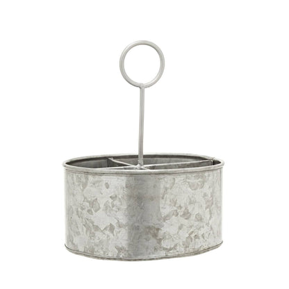 Drummond Galvanised Steel 4 Compartment Round Cutlery Caddy