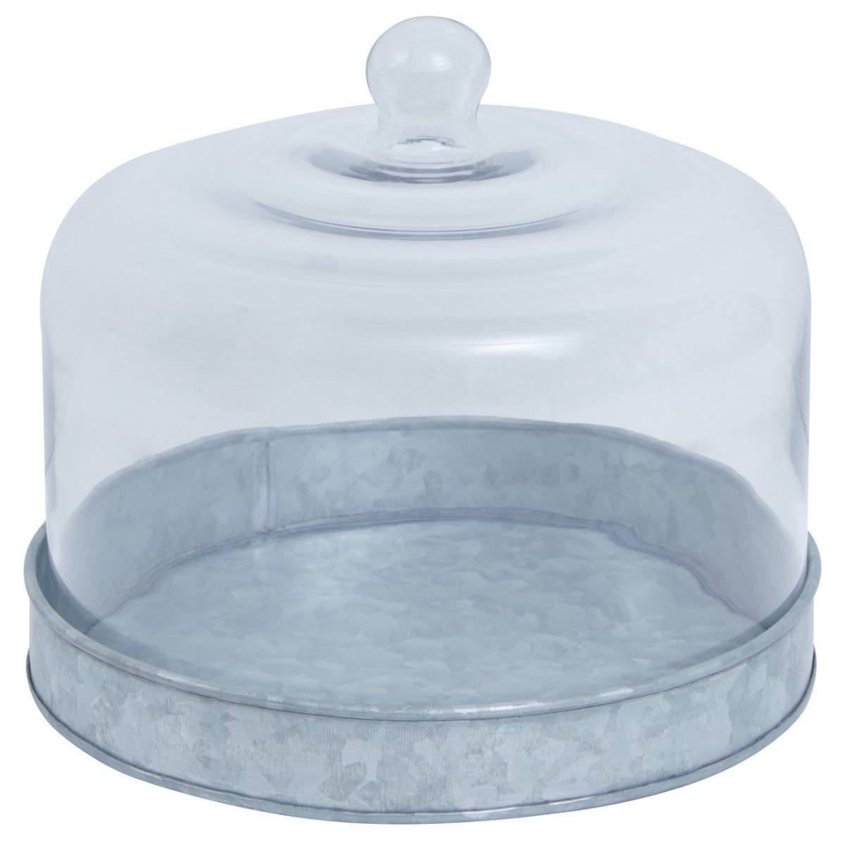 Drummond Galvanised Steel Cake Plate With Glass Dome