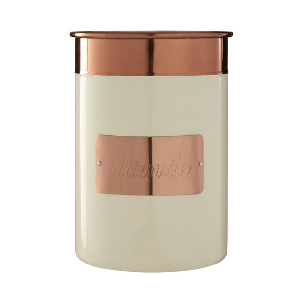 Prescott Cream And Copper Stainless Steel Utensil Holder