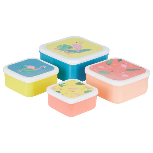 Mimo Set Of 4 Flamingo Lunch Boxes