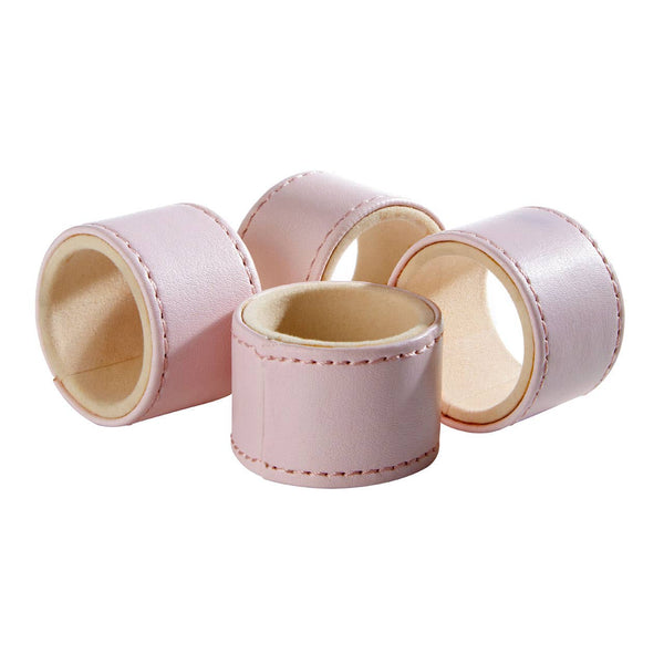 Set Of Four Pink Faux Leather Napkin Rings